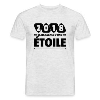 2018 date de naissance / anniversaire année 2018 - T-shirt homme - gris chiné - Devant - AI Model Male 178 dark (178cm)