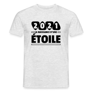2021 année de naissance / anniversaire année 2021 - T-shirt homme - gris chiné - Devant - AI Model Male 178 dark (178cm)