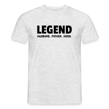 Husband. Father. Hero. Legend. - Ehemann Geschenk - Männer T-Shirt - Grau meliert - Vorne - AI Model Male 178 dark (178cm)