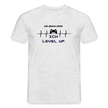 Ich altere nicht, ich level up - Männer T-Shirt - Grau meliert - Vorne - AI Model Male 178 dark (178cm)