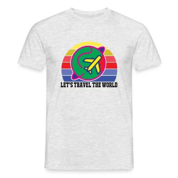Let's travel the world. Plane, world trip - Men's T-Shirt - heather grey - Front - AI Model Male 178 dark (178cm)