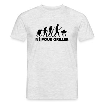 Né pour griller Évolution - T-shirt homme - gris chiné - Devant - AI Model Male 178 dark (178cm)