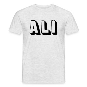 Name - Ali - Men's T-Shirt - heather grey - Front - AI Model Male 178 dark (178cm)