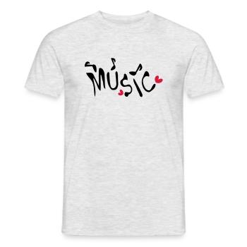 Musique txt coeurs rouges - T-shirt homme - gris chiné - Devant - AI Model Male 178 dark (178cm)