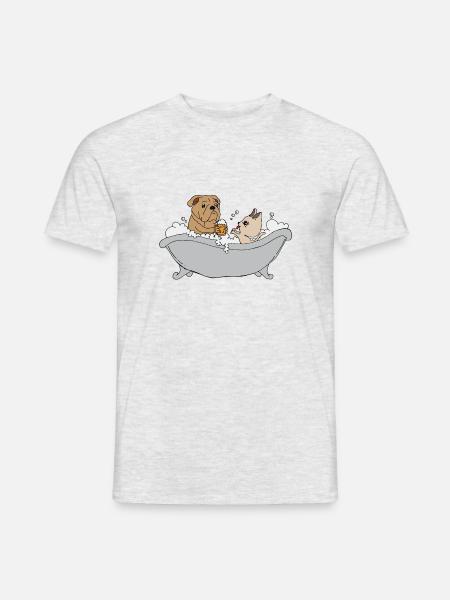 Dog bathes in beer - Men's T-Shirt - heather grey