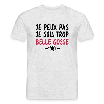 je peux pas je suis trop belle gosse - T-shirt homme - gris chiné - Devant - AI Model Male 178 dark (178cm)