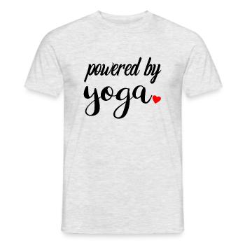 Powered By Yoga with Heart | Yoga Motivation - Men's T-Shirt - heather grey - Front - AI Model Male 178 dark (178cm)