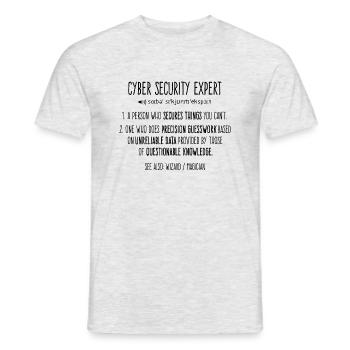 Définition d’expert en cybersécurité - édition noire - T-shirt homme - gris chiné - Devant - AI Model Male 178 dark (178cm)