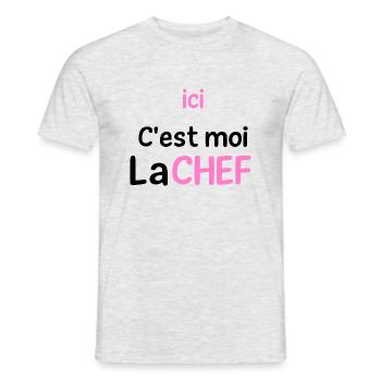 ici c'est moi la chef - T-shirt homme - gris chiné - Devant - AI Model Male 178 dark (178cm)