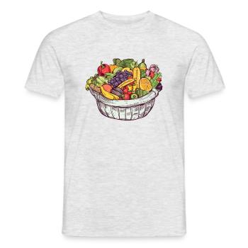 A basket filled with vegetables and fruit, transparent - Men's T-Shirt - heather grey - Front - AI Model Male 178 dark (178cm)