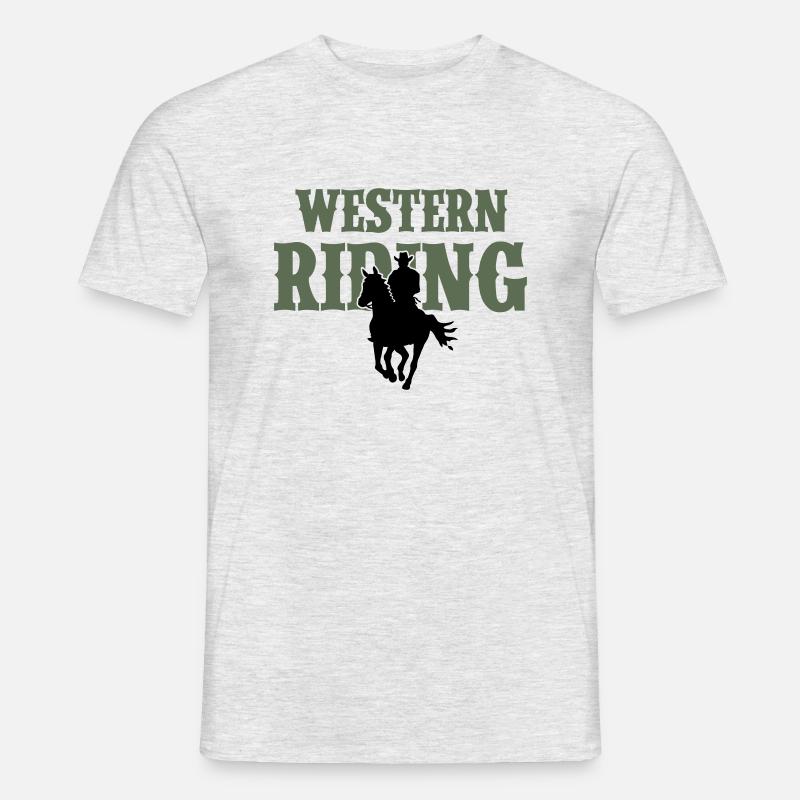 Western Reiten Mann - Männer T-Shirt - Grau meliert