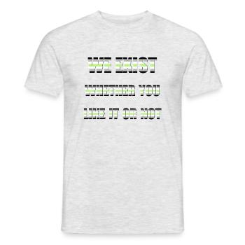 We Exist - Drapeau Agenre - T-shirt homme - gris chiné - Devant - AI Model Male 178 dark (178cm)