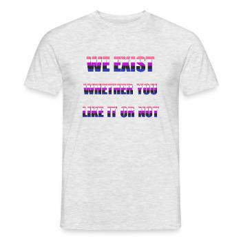 Nous existons - Genderfluid Flag - T-shirt homme - gris chiné - Devant - AI Model Male 178 dark (178cm)