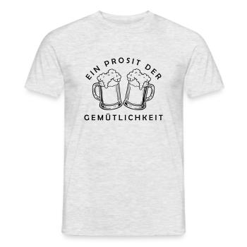 Bier - Ein Prosit der Gemütlichkeit - Männer T-Shirt - Grau meliert - Vorne - AI Model Male 178 dark (178cm)