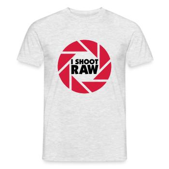 I shoot RAW - schwarz - Männer T-Shirt - Grau meliert - Vorne - AI Model Male 178 dark (178cm)