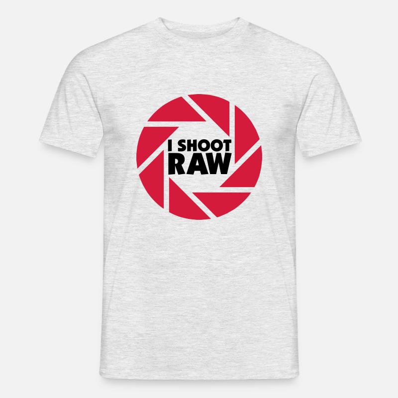 I shoot RAW - schwarz - Männer T-Shirt - Grau meliert