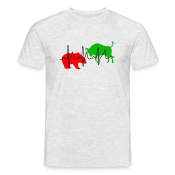 Bull and bear - pulse. Red Green - Men's T-Shirt - heather grey - Front - AI Model Male 178 dark (178cm)