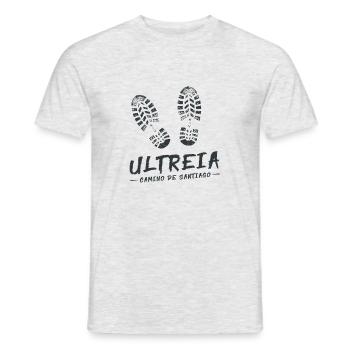 Camino de Santaigo. Jakobsweg. Ultreia T-Shirt Tee - Männer T-Shirt - Grau meliert - Vorne - AI Model Male 178 dark (178cm)