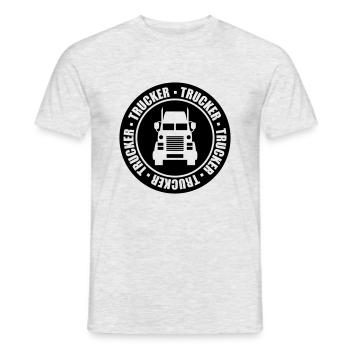 rond cercle camionneur timbre camion wagon fer - T-shirt homme - gris chiné - Devant - AI Model Male 178 dark (178cm)