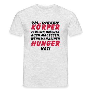 koerper_hunger_vec_2 de anl - Männer T-Shirt - Grau meliert - Vorne - AI Model Male 178 dark (178cm)
