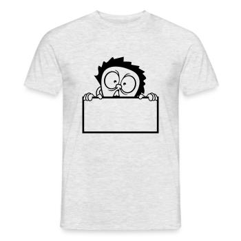 text schild verstecken mauer wand schreiben erschr - Männer T-Shirt - Grau meliert - Vorne - AI Model Male 178 dark (178cm)