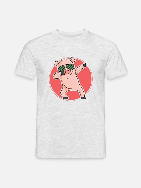 Dabbing Pic Schweinchen dab cool dance move - Männer T-Shirt - Grau meliert