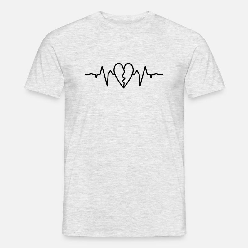 Herz ekg black - Männer T-Shirt - Grau meliert