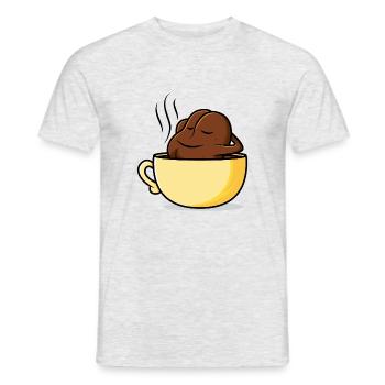 Kaffee in der Tasse oder Kaffeetasse? - Männer T-Shirt - Grau meliert - Vorne - AI Model Male 178 dark (178cm)