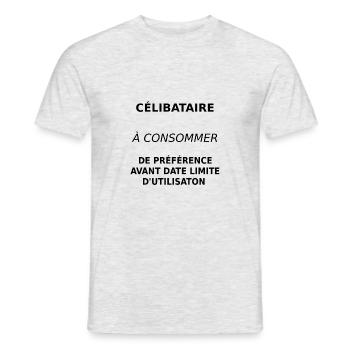 Celibataire Tee Shirt Humour Idee Cadeau nr3 - T-shirt homme - gris chiné - Devant - AI Model Male 178 dark (178cm)