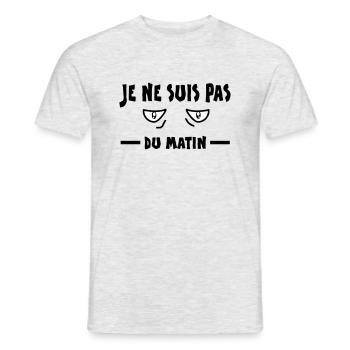 JE NE SUIS PAS DU MATIN - T-shirt homme - gris chiné - Devant - AI Model Male 178 dark (178cm)