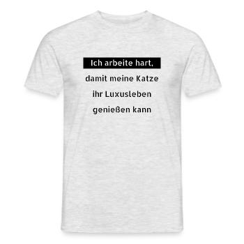katze - Luxusleben einer Katze - Männer T-Shirt - Grau meliert - Vorne - AI Model Male 178 dark (178cm)
