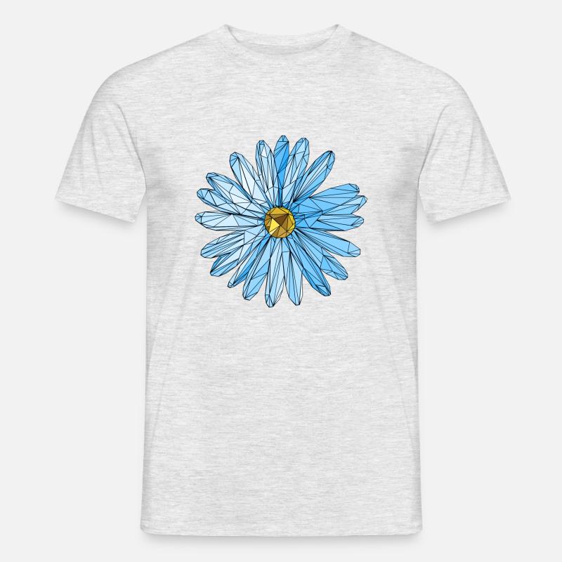 Art de polygone fleur triangle bleu - T-shirt homme - gris chiné