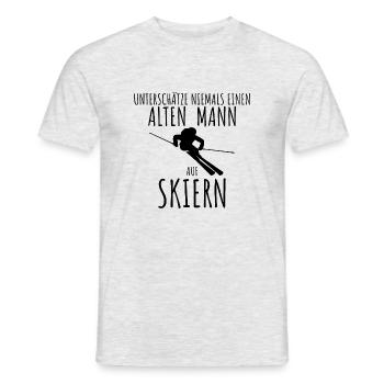 Unterschätze niemals einen alten Mann auf Skiern - Männer T-Shirt - Grau meliert - Vorne - AI Model Male 178 dark (178cm)