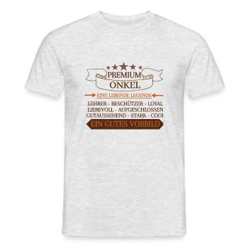 Premium Onkel - Lebende Legende - Männer T-Shirt - Grau meliert - Vorne - AI Model Male 178 dark (178cm)