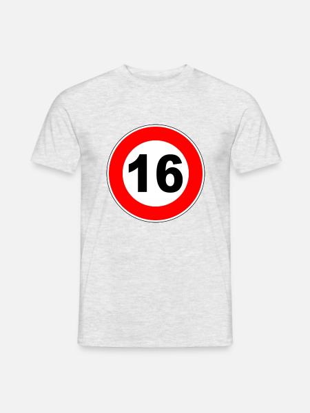 16. Geburtstag - 16 - Feier - Straßenschild Schild - Männer T-Shirt - Grau meliert