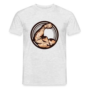 bras muscle biceps logo musculation force - T-shirt homme - gris chiné - Devant - AI Model Male 178 dark (178cm)