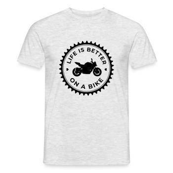 Motorrad Life is better on a Bike - Männer T-Shirt - Grau meliert - Vorne - AI Model Male 178 dark (178cm)