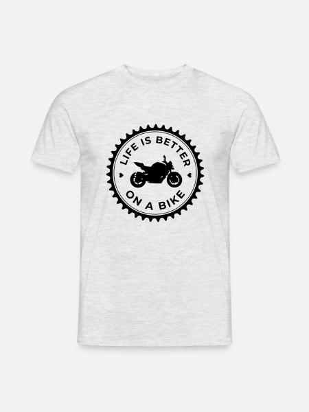 Motorrad Life is better on a Bike - Männer T-Shirt - Grau meliert