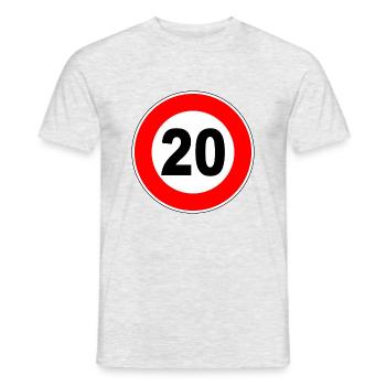 20e anniversaire - 20 - Célébration - Panneau de rue - T-shirt homme - gris chiné - Devant - AI Model Male 178 dark (178cm)