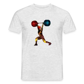 haltères de poids - T-shirt homme - gris chiné - Devant - AI Model Male 178 dark (178cm)