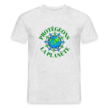 logo protect the planet - Men's T-Shirt - heather grey - Front - AI Model Male 178 dark (178cm)