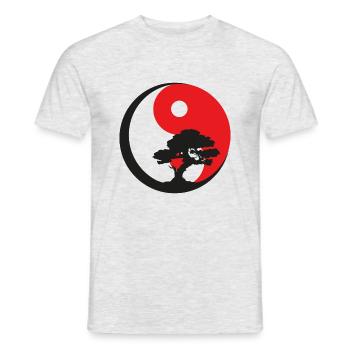 Qigong Bonsaï Ying Yang - T-shirt homme - gris chiné - Devant - AI Model Male 178 dark (178cm)