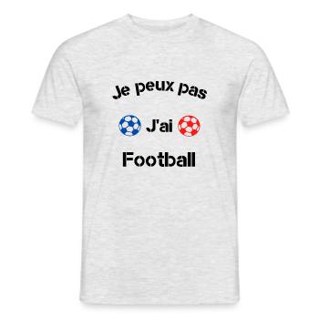 Je peux pas j'ai football - T-shirt homme - gris chiné - Devant - AI Model Male 178 dark (178cm)