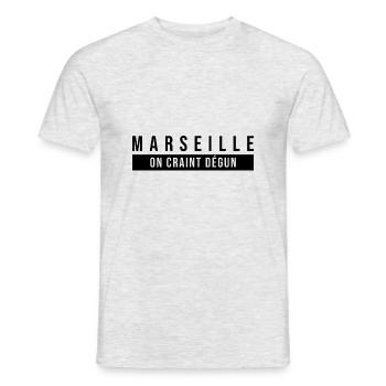Marseille, On Craint Dégun - T-shirt homme - gris chiné - Devant - AI Model Male 178 dark (178cm)