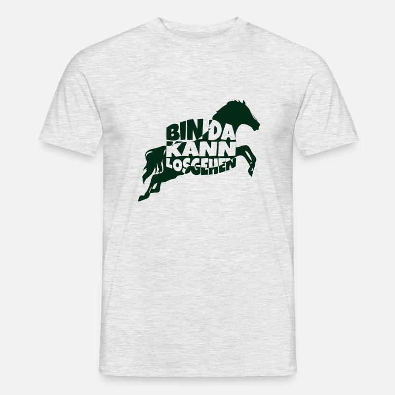 bin da pferd 1 - Männer T-Shirt - Grau meliert