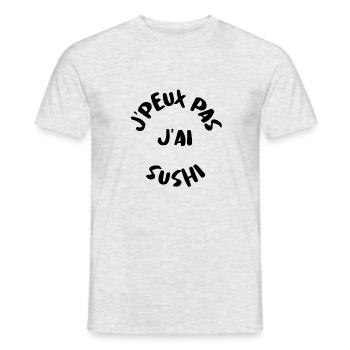 J'PEUX PAS J'AI SUSHI - T-shirt homme - gris chiné - Devant - AI Model Male 178 dark (178cm)