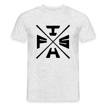 X Text Fish - Männer T-Shirt - Grau meliert - Vorne - AI Model Male 178 dark (178cm)