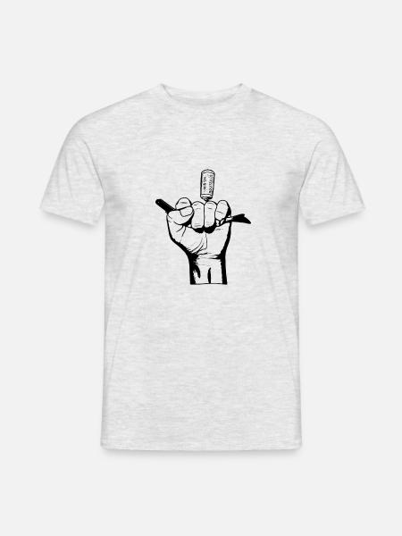 Bad Boy mit Korkenzieher - Männer T-Shirt - Grau meliert