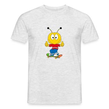 BIENE - SKATEBOARD - SKATEN - TIER - KIND - BABY - Männer T-Shirt - Grau meliert - Vorne - AI Model Male 178 dark (178cm)