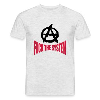 Fuck the system anarchy - Men's T-Shirt - heather grey - Front - AI Model Male 178 dark (178cm)